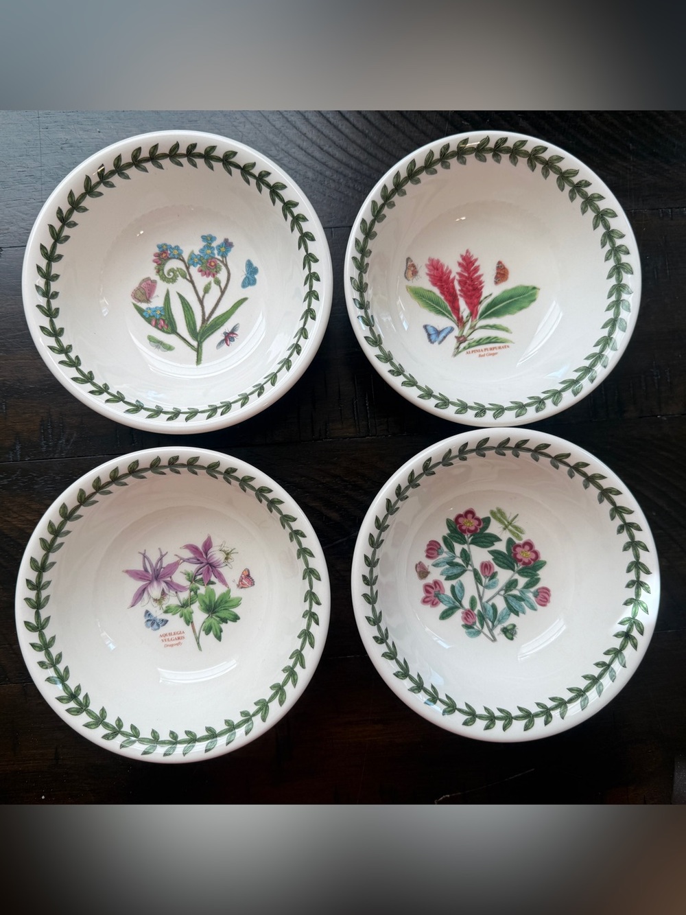 Portmeirion Botanic Garden Fruit Dessert Sauce Bowls 5” Made in England Set of 4